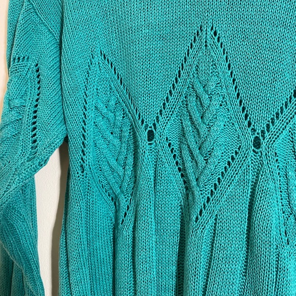 Size S Vintage Crystal Teal Pullover Knit Sweater - Picture 2 of 5